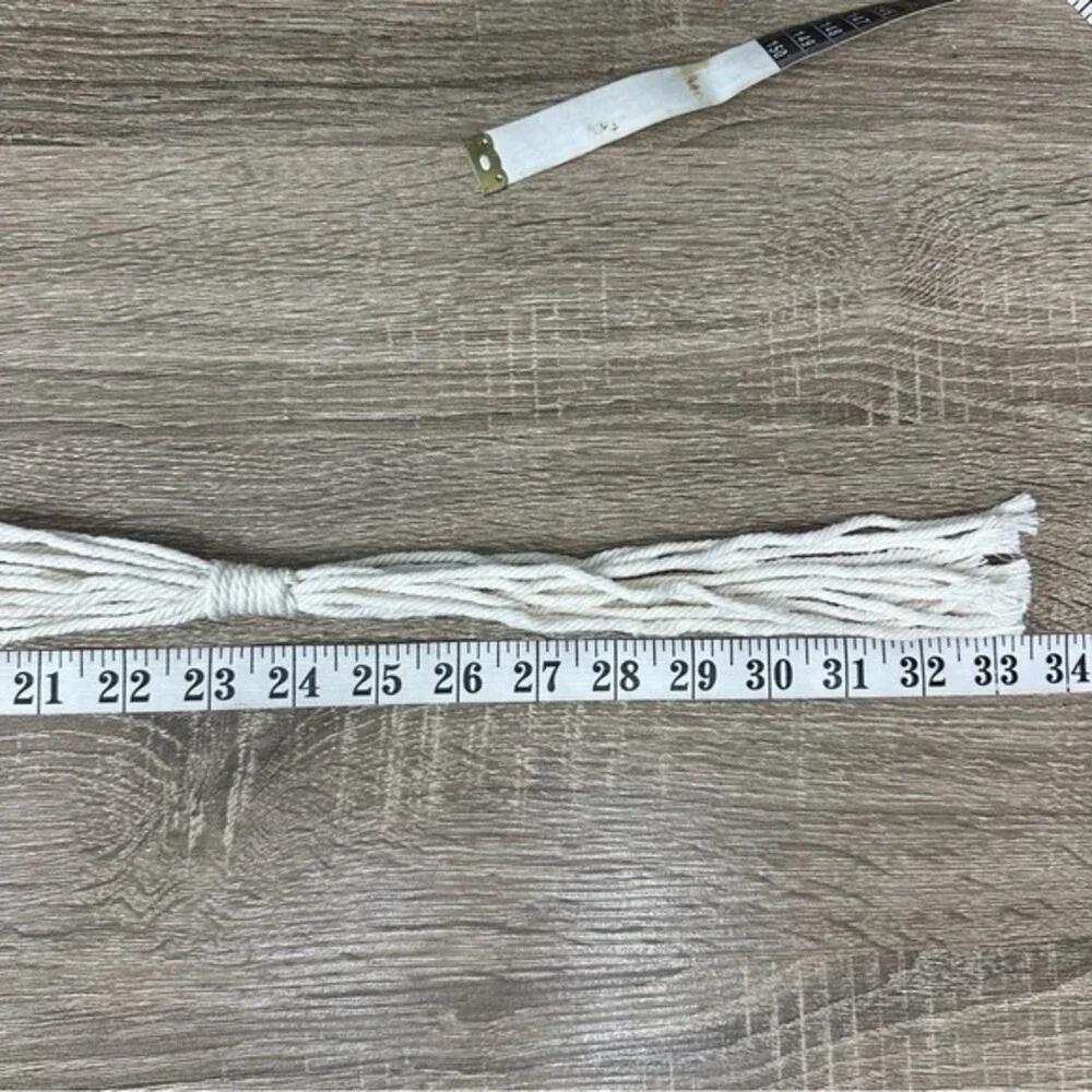 Lianzhui Cream Macrame Wall Plant Hanger Boho Cotton‎ Cord Wooden Dowel 33.5 NEW